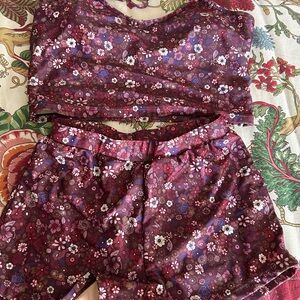 Purple Swim  Set with Floral Print and Soft Fabric